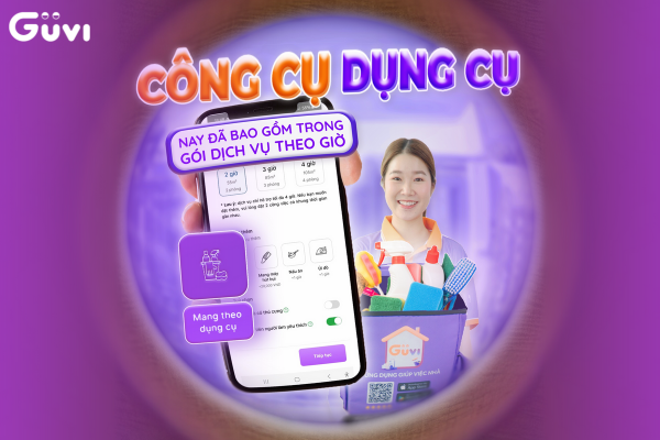 Người giúp việc có mang dụng cụ vệ sinh không