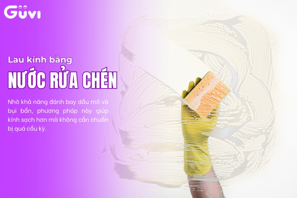 lau kính bằng nước rửa chén