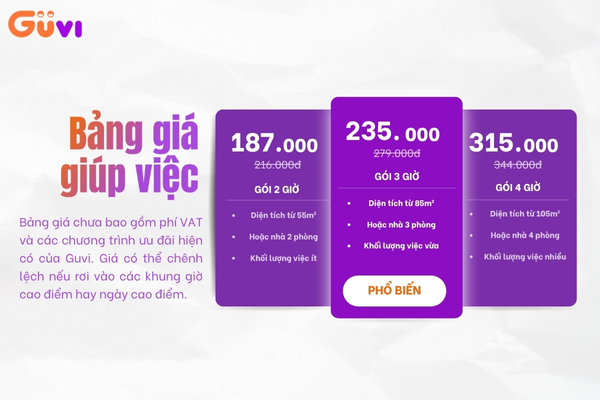 Giá thuê dịch vụ giúp việc theo giờ tại phường Sài Gòn