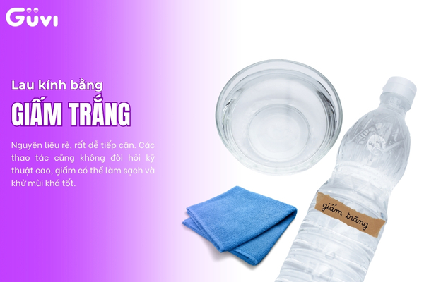 lau kính bằng giấm trắng