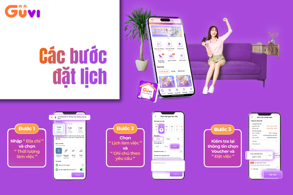Các bước đặt lịch trên ứng dụng