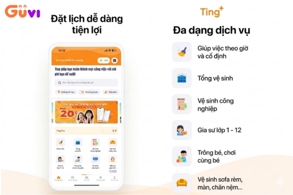 Ứng dụng cung cấp dịch vụ dọn nhà, gia sư và trông trẻ